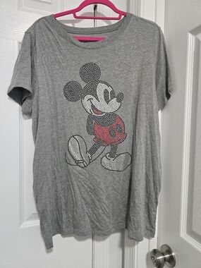 Disney Plus Size Grey Mickey Mouse Rhinestone Top